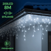 Vianočná led svetelná záclona na spájanie vonkajšia - programy - 200led - 8m studená biela