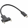 Kábel USB 3.2 Gen 2, Typ C CM/CF 0.2m, 10Gbps, PD 100w, predlžovací, čierny, s panelovým konektorom
