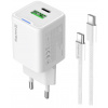 COLORWAY 1x USB-C/ 1x USB-A/ sieťová nabíjačka/ GaN/ PD/ PPS/ 20W/ Biela + 1x USB-C kábel