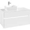 VILLEROY & BOCH Collaro závesná skrinka pod umývadlo na dosku (umývadlo vľavo), 2 zásuvky, s LED osvetlením, 1000 x 500 x 548 mm, White Matt, C039B0MS