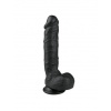 Easytoys dildo so semenníkmi a prísavkou 22,5cm čierne