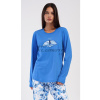 Dámske pyžamo dlhé Dominika - modrá 4XL (VIENETTA SECRET)