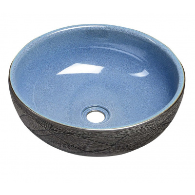 SAPHO PRIORI keramické umývadlo, priemer 41cm, 15cm, modrá / šedá PI020