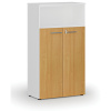 Kombinovaná kancelárska skriňa PRIMO WHITE, dvere na 3 poschodia, 800 x 420 x 1434 mm, biela/buk