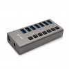 i-tec U3CHARGEHUB7 nabíjačka na PDA a mobilné telefóny Univerzálne Šedá AC Rýchle nabíjanie Vnútorný (U3CHARGEHUB7)