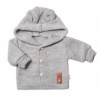 Elegantný pletený svetrík s gombíkmi a kapucňou s uškami Baby Nellys, sivý, veľ. 86, 86 (12-18m)