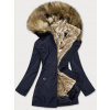 Tmavomodrá dámska zimná bunda s odopínacou kožušinovou podšívkou (M-21005) odcienie niebieskiego XXL (44)