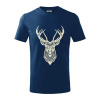 Jeleň kresba - Tričko detské bavlnené - 122 cm/6 rokov ( Polnočná modrá )