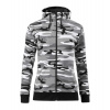 MALFINI CAMO ZIPPER C20 / Dámska camouflage mikina s kapucňou - camouflage gray M