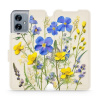 Flipové pouzdro Mobiwear - Motorola Moto G54 5G / Moto G54 5G Power Edition - VP41S Modré a žluté kvítky (Knížkové flip pouzdro, obal, kryt na mobil Motorola Moto G54 5G / Moto G54 5G Power Edition -