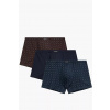 Atlantic 3 PACK boxerky 3MH-216 - bavlna Hnedo-modrá 2XL