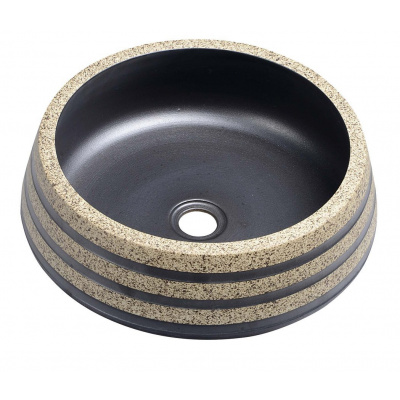 SAPHO PRIORI keramické umývadlo, priemer 41cm, 15cm, čierna / kameň PI021