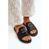Dámske čierne šľapky s ozdobou, KV27-050 BLACK__32527-37 37