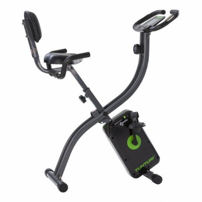 Tunturi Cardio Fit B25 X Bike Cvičebný bicykel skladací / Fitness Bike / Home Trainer Bike Trainer s opierkou chrbta + držiak na tablet a LCD displej - čierny