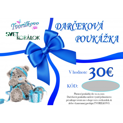 Darčeková poukážka - 30€ Elektronická