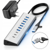 Aktívny USB hub s napájaním 36W, 10 portov USB 3.2, rozbočovač