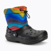 Detské snehule Crocs Classic Lined Spray Dye Boot black/multi (34-35 EU)