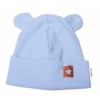 Baby Nellys Rebrovaná dvojvrstvová čiapka s uškami TEDDY - sv. modrá, veľ. 68/74