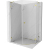 Mexen Lunar, L pravý výklopný päťuholníkový sprchový kút 80 x 90 cm, 8mm číre sklo, zlatý profil, 831L-080P-090L-50-00-P