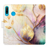 Flip pouzdro iSaprio - Huawei P30 Lite - Gold Leaves 02 - kapsičky na karty (Knížkový flip kryt, obal, pouzdro iSaprio na mobil Huawei P30 Lite - Gold Leaves 02 - 360° ochrana telefonu, přihrádka na k