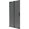 Mexen Velar L vaňa paraván 2-krídlový zasúvací 90 x 150 cm, grafit, čierny - 896-090-003-41-70