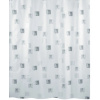 Spirella sprchový záves MILANO, motív štvorcov, bielo-strieborný, 180 × 200 cm, polyester