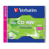 CD RW disk, prepisovateľný, SERL, 700MB, 8 12x, 1 ks, klasický obal, VERBATIM