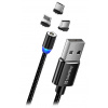 ColorWay Kábel 3in1 (Lightning+MicroUSB+Type-C) Magnetic 2.4A 1m CW-CBUU020-BK