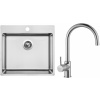 Set Sinks N102 (dřez Blocker 550 V 1 mm, kartáčovaný + baterie Vitalia Chrom - lesklý)