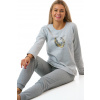 Dámské pyžamo z teplé bavlny šedé se zlatými pírky 1TB0119 šedá XL + První výměna zboží zdarma.