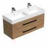 Swiss aqua technologies Koupelnová skříňka s černou úchytkou a umyvadlem SAT Cube Way 120x53x46 cm dub Hickory mat CUBE46C1202DHSAT