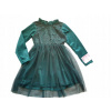 Dievčenské šaty - Jednoduché šaty midi nová kolekcia Taliansko Veľkosť 146 (Čipka NC v zelených šatách fľaše 146-152)