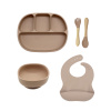 Malý Ježko Silikónový jedálenský set pre deti 5-dielny KLASIKA - Caramel Brown