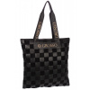 Černá měkká shopper dámská kabelka s proplétaným šachovnicovým vzorem S688 GROSSO