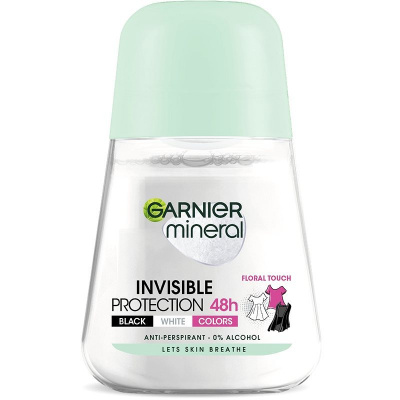 Garnier Mineral Invisible black & white roll-on minerálny antiperspirant pre ženy 50 ml