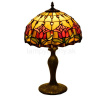Tiffany stolná lampa TulipsRed 214 Huizhou Oufu Lighting v.48xš.30,sklo/kov,40W