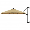 Nástěnný zahradní slunečník s LED 300 cm taupe Hnědošedá 312525