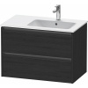 DURAVIT Ketho 2 závesná skrinka pod asymetrické umývadlo (pravé), 2 zásuvky, 810 x 480 x 549 mm, dub čierny, K25268016160000