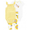 CARTER'S Set 3dielny legíny, body kr. rukáv, body na ramienka Yellow Sunflower dievča 6m