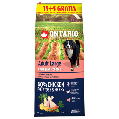 Ontario granuly Adult Large kura a zemiaky 15+5 kg zdarma