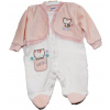 Dojčensky overal - PAJACYK 68 BIELA, PINK (Picomini * VELOR PAJACYK BOLERO HOMENGE - 3-6)