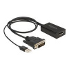 Delock - Kabel adaptéru - DVI-D, USB (pouze napájení) (M) do DisplayPort (F) - DisplayPort 1.2 - 50 cm - podpora 4K30Hz (63189)