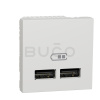 Schneider Electric Unica Dvojitý nabíjací USB A+A konektor 2,1A, 2 moduly, Biely