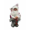 Vianočná dekorácia, spievajúci a tancujúci Santa Claus s držiakom na zvončeky a batohom na darčeky, 36cm
