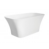 BESCO ASSOS MATT 160 x 70cm vaňa voľne stojaca obdĺžniková zaoblená, s chrómovým sifónom, liaty mramor, biela matná, #WMMB-160A