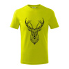 Jeleň kresba - Tričko detské bavlnené - 146 cm/10 rokov ( Limetková )