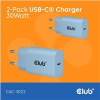 Club3D Nabíječka, USB-C, Power Delivery 15V/2A, 2-pack, modrá CAC-3022