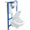 VILLEROY & BOCH O.novo Combi-Pack ViConnect inštalačný modul + chrómové tlačidlo + závesné WC s DirectFlush + WC sedadlo s poklopom, s QuickRelease a Softclosing, biela alpská, 5660D201