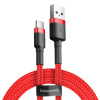 Baseus Cafule nylonový kábel USB / USB-C QC3.0 2A 3M červený (CATKLF-U09)