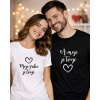 Tričká pre páry - „Moje srdce je Tvoje“ & „A moje Tvoje'' Veľkosť: L, Dizajn: 2, Farba trička: Biele dámske